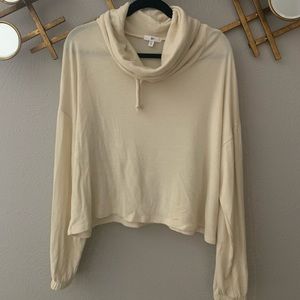 BP Cream athleisure sweater with bishop sleeve